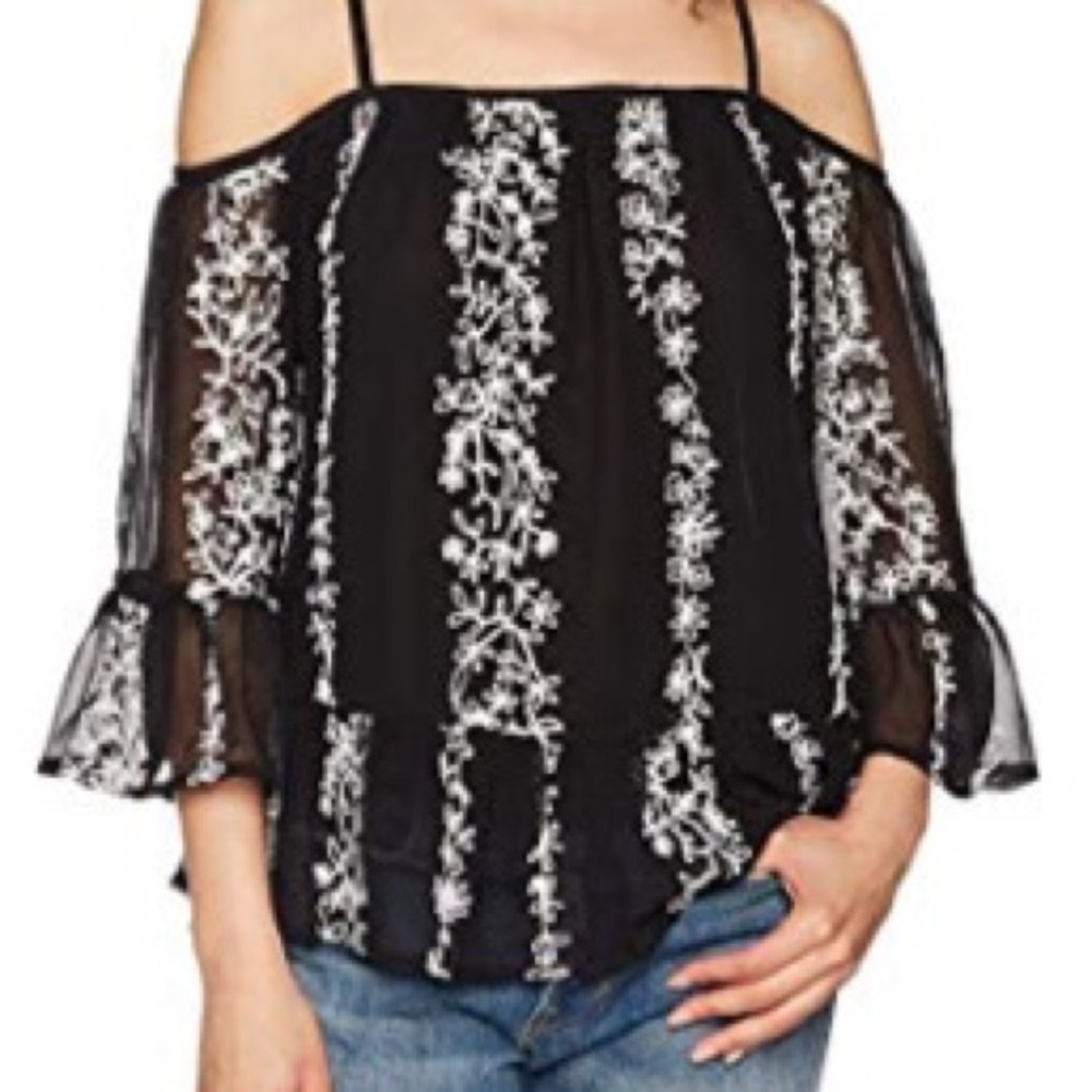 new ✦ R&J Couture ✦ Ruffled Cold Shoulder Top ✦ - Picture 8 of 12